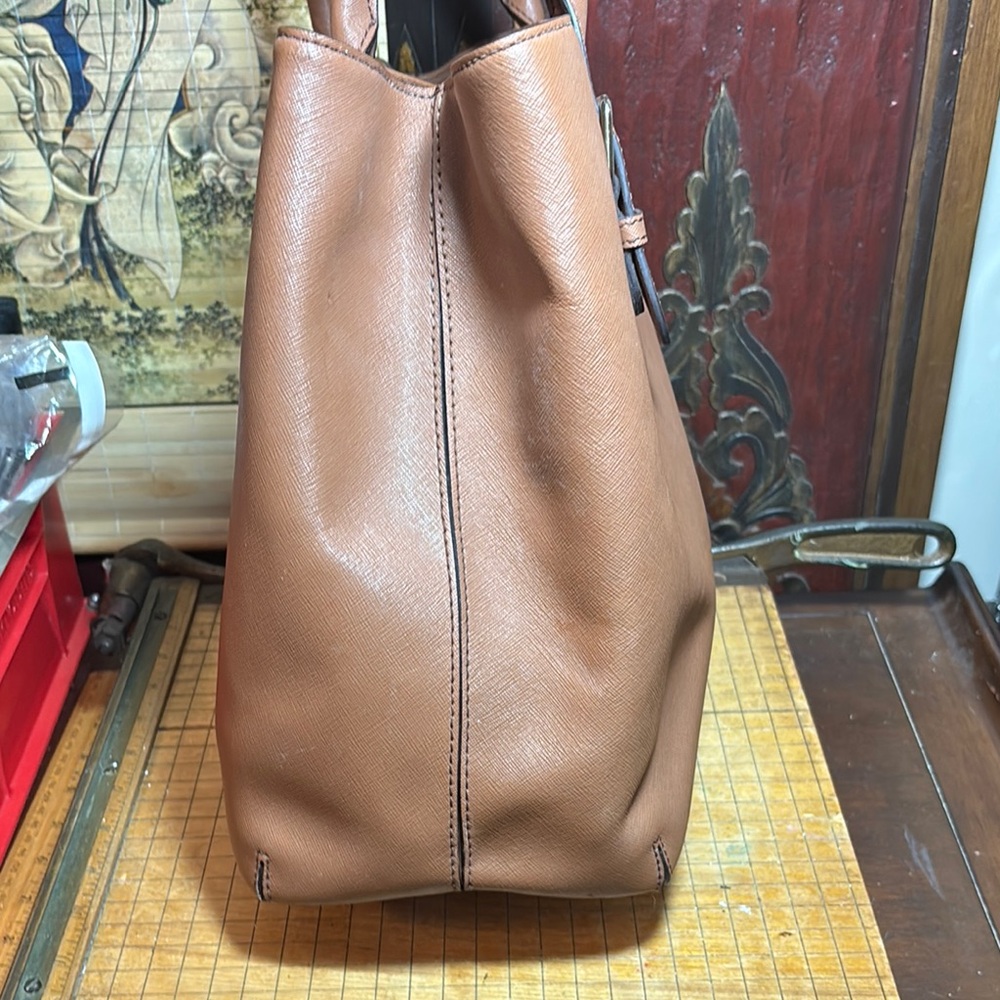 Kate Spade Tote Tan Dune Safiano Leather Ariel Structured Design and Dust Bag - Picture 8 of 17